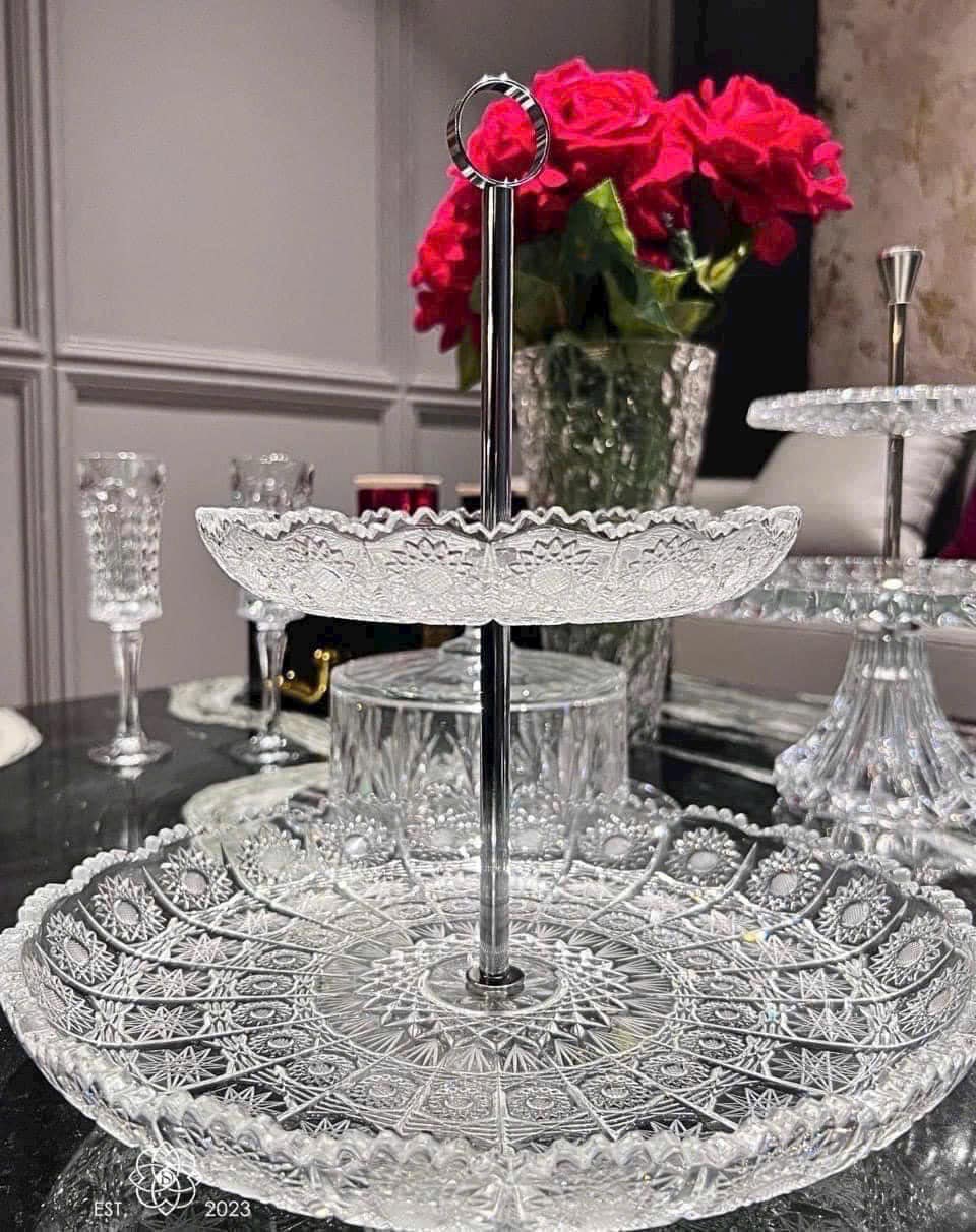 Khay đựng bánh kẹo Bohemia Crystal |  2 tầng