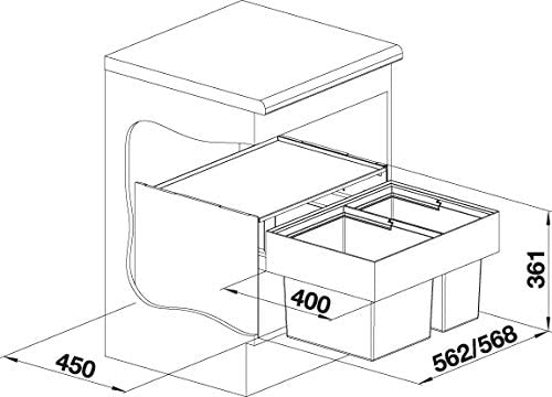 Thùng rác âm tủ Blanco Select 60/2 60cm | 518723