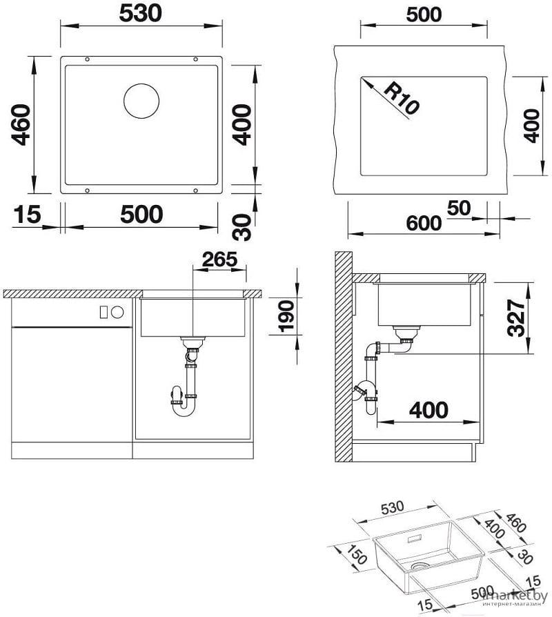 Chậu rửa bát Blanco Subline màu Tartufo | 523439
