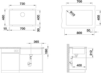 Chậu rửa bát Blanco Subline 700U màu đen | 526001