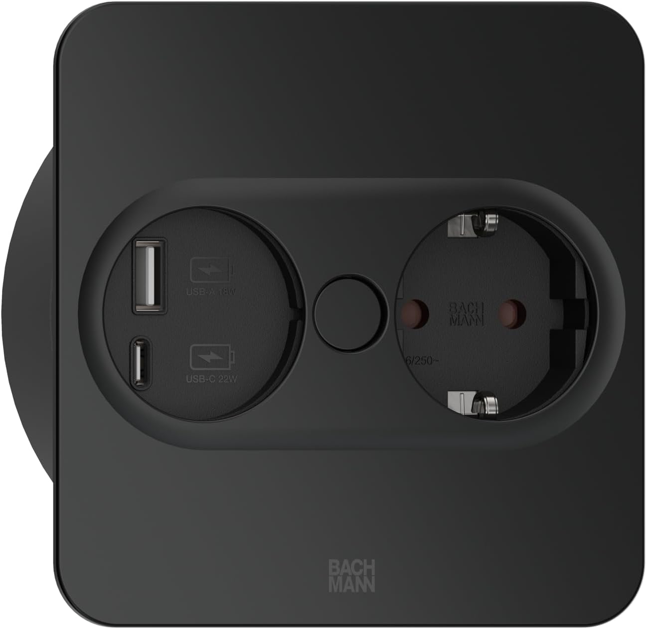 Ổ cắm âm bàn Bachmann Matt black | TWIST 2 square