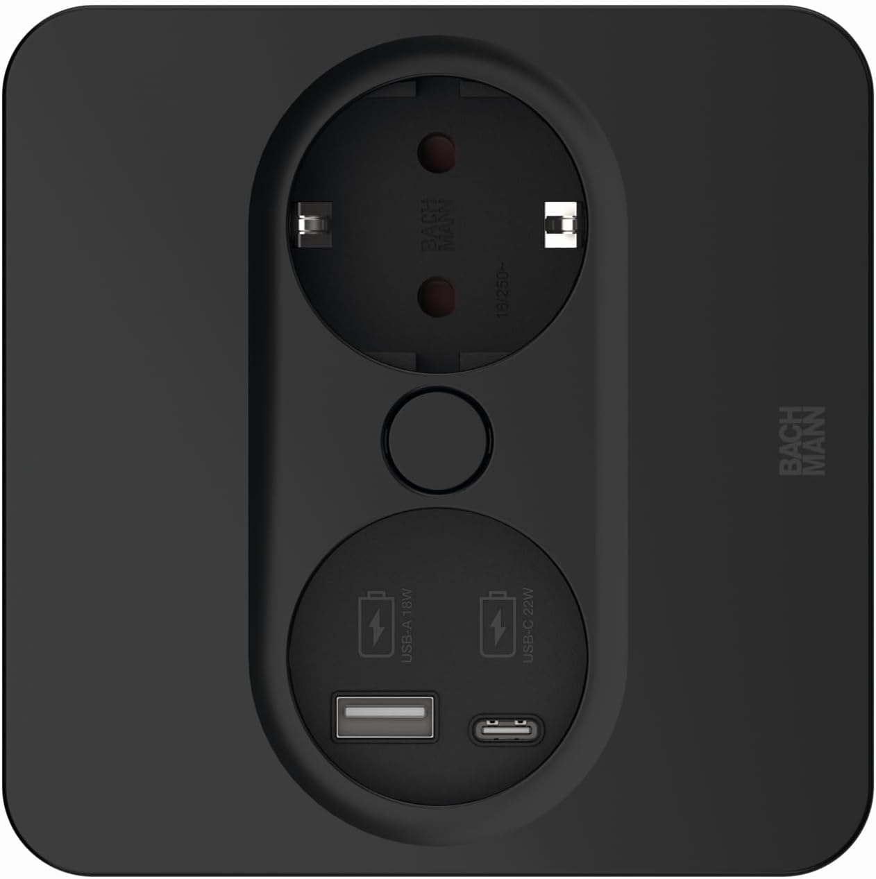 Ổ cắm âm bàn Bachmann Matt black | TWIST 2 square