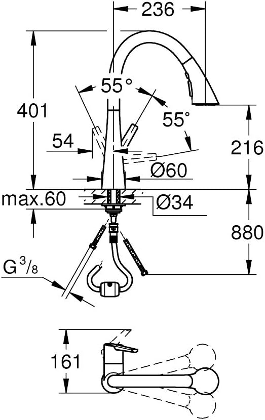 Vòi rửa bát dây rút Grohe Zedra | 32294002