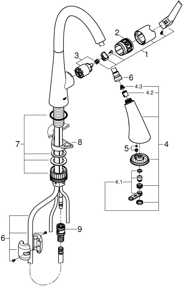 Vòi rửa bát dây rút Grohe Zedra | 32294002