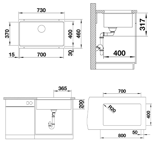 Chậu rửa bát đá Blanco Etagon | 700U