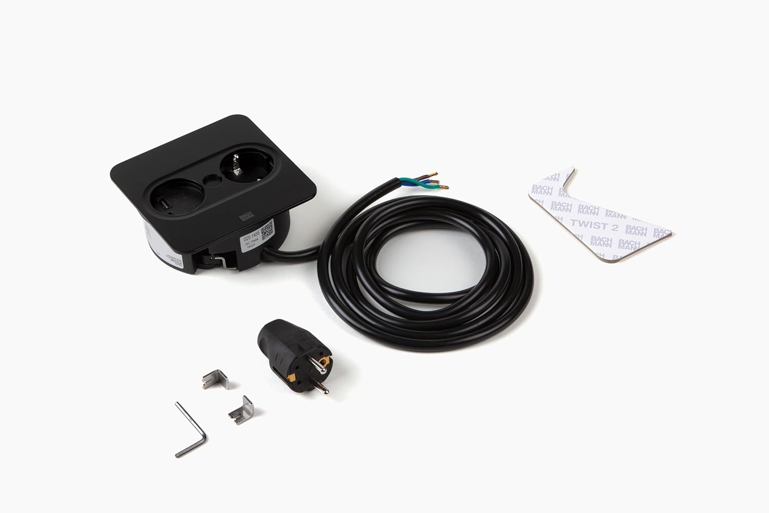 Ổ cắm âm bàn Bachmann Matt black | TWIST 2 square