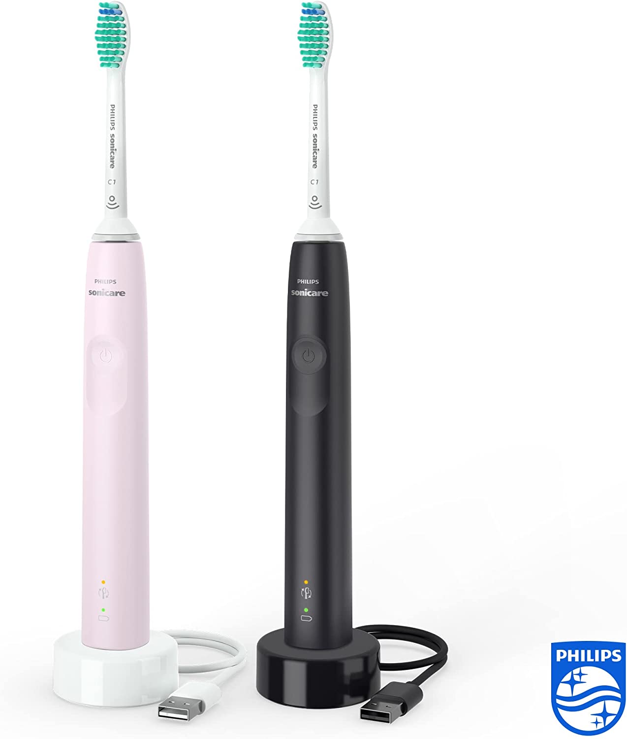 Set 2 bàn chải điện Philips Sonicare HX3675/15 | Series 3100