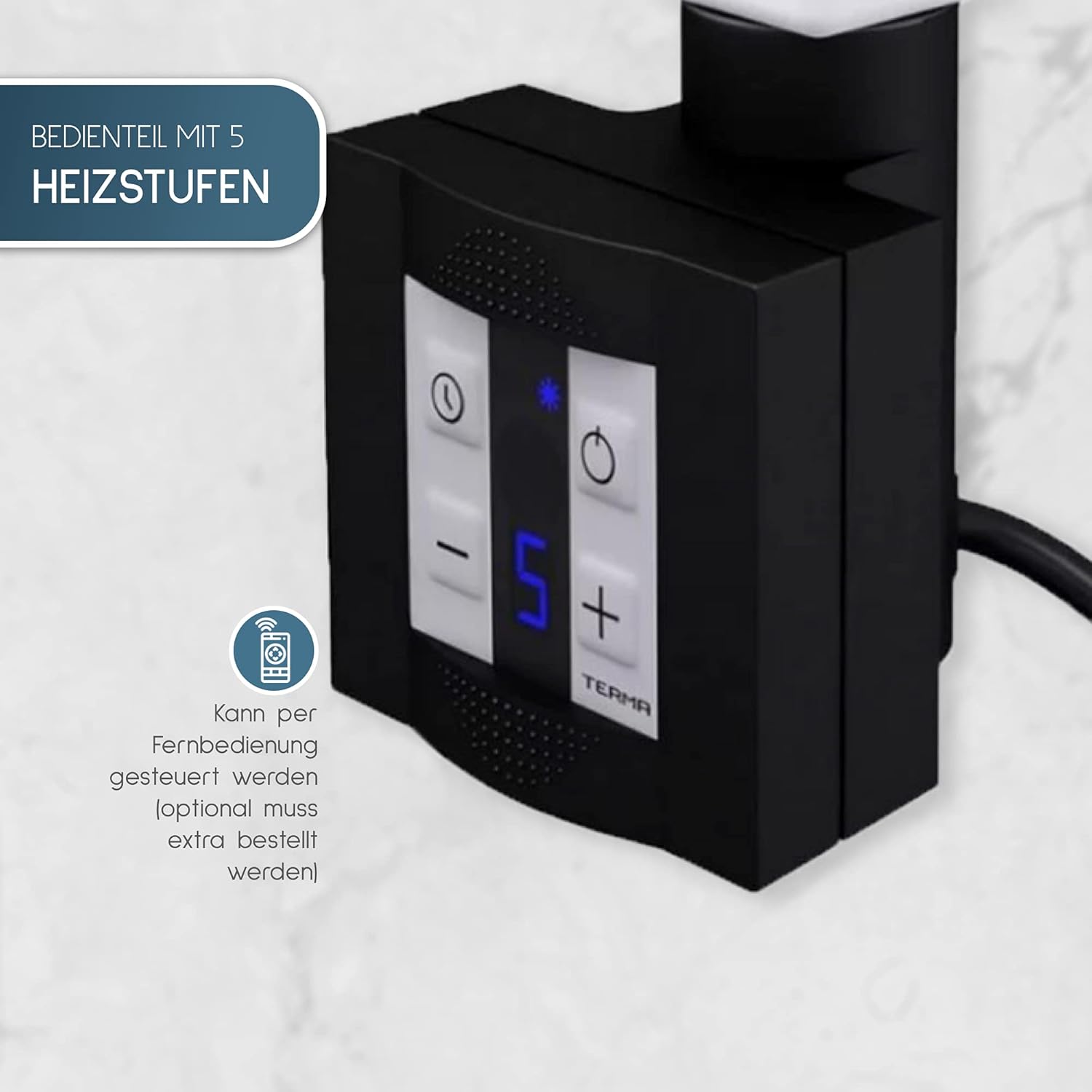 Sưởi khăn tắm Anapont , màu đen, Made in Germany | 775x600mm