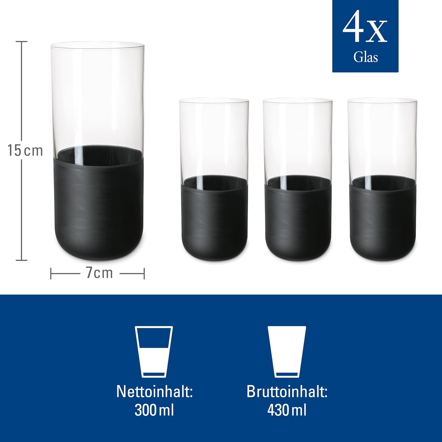 Set 4 cốc Villeroy & Boch Manufacture Rock Longdrinkbecher | 300ml