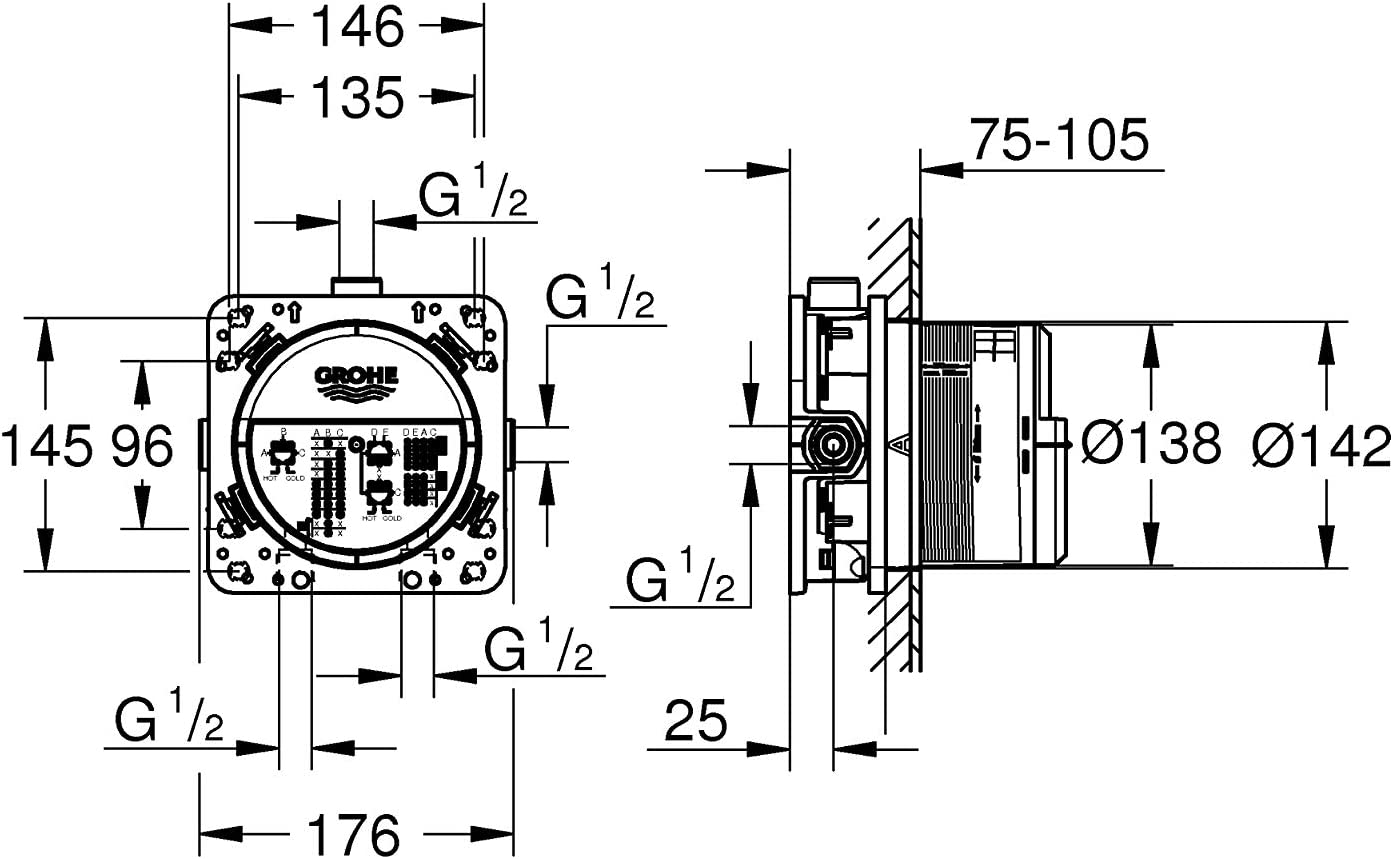 Củ sen âm tường Grohe SmartBox Universal | 35600000