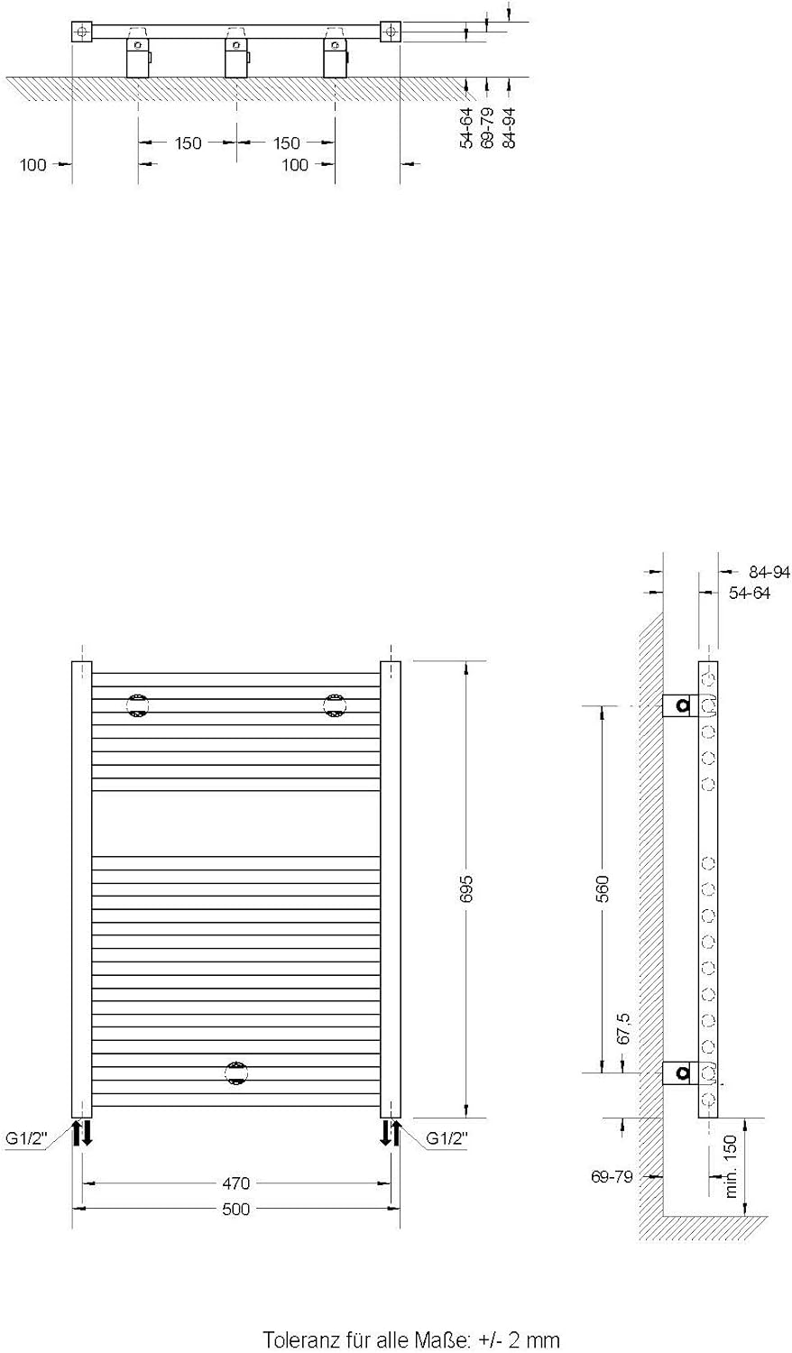 Giá sưởi khăn tắm Schulte Turbo 70 x 50 cm 307W | H0690-04