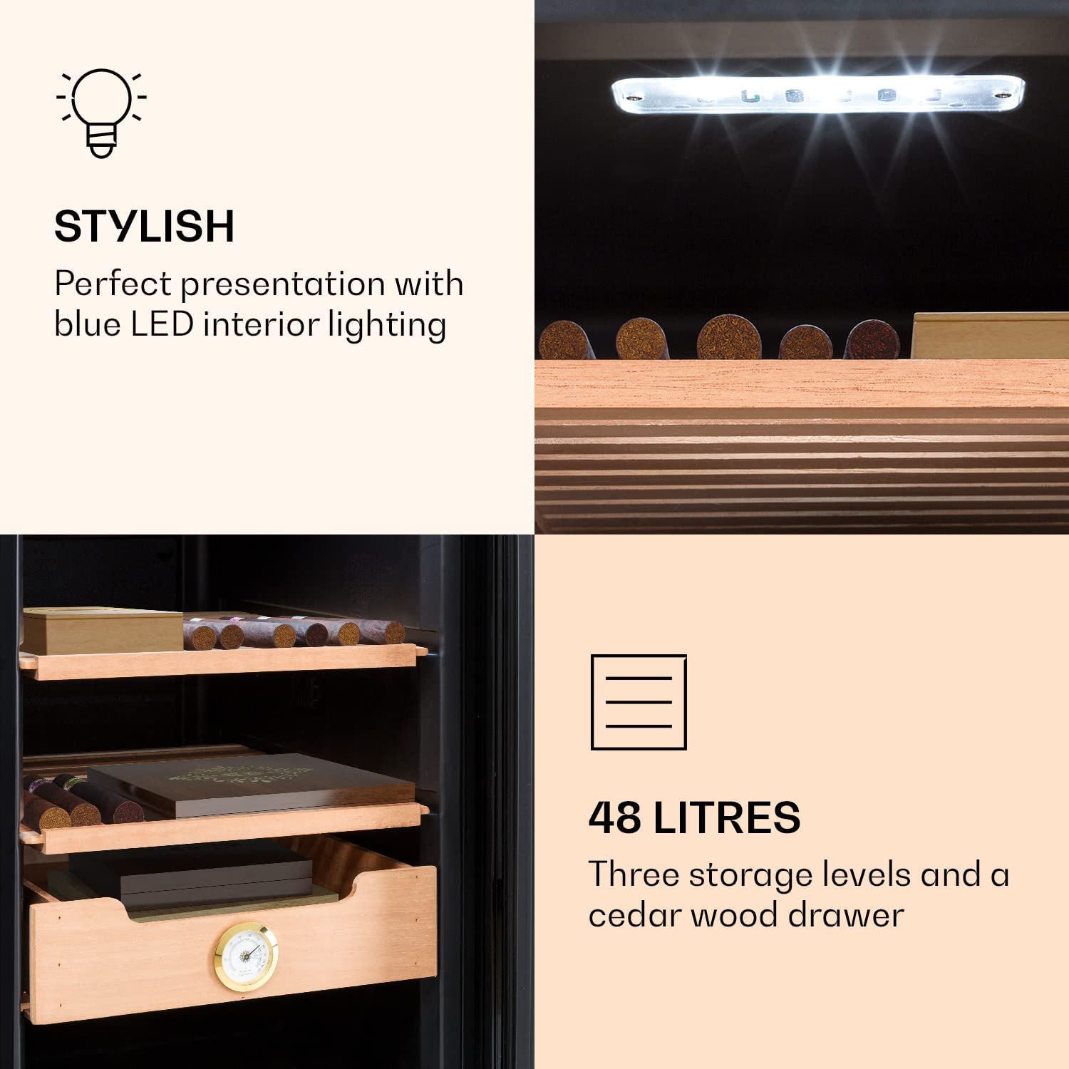 Tủ bảo quản Cigar Klarstein El Presidente 48L màu đen | 10036103