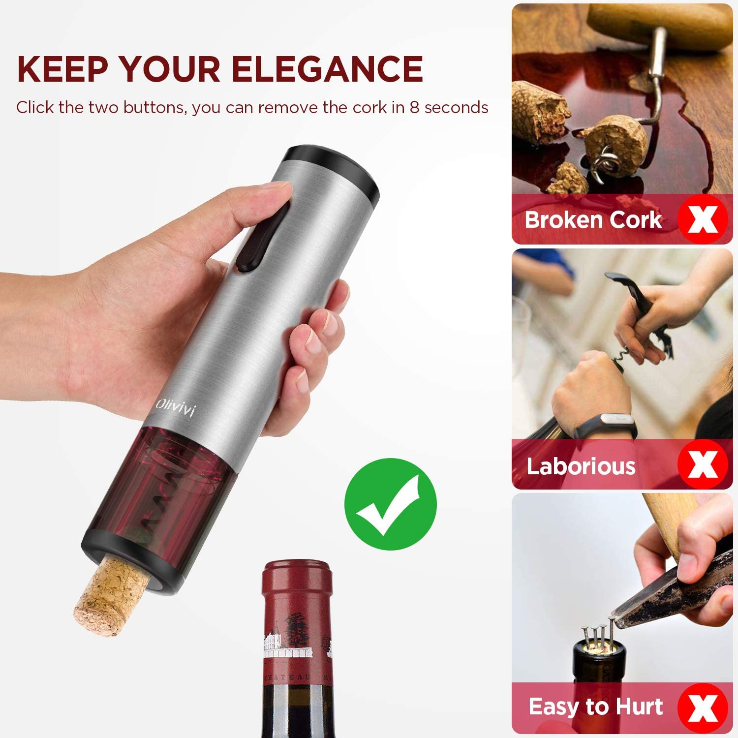 Mở rượu vang điện Olivivi Crokscrew