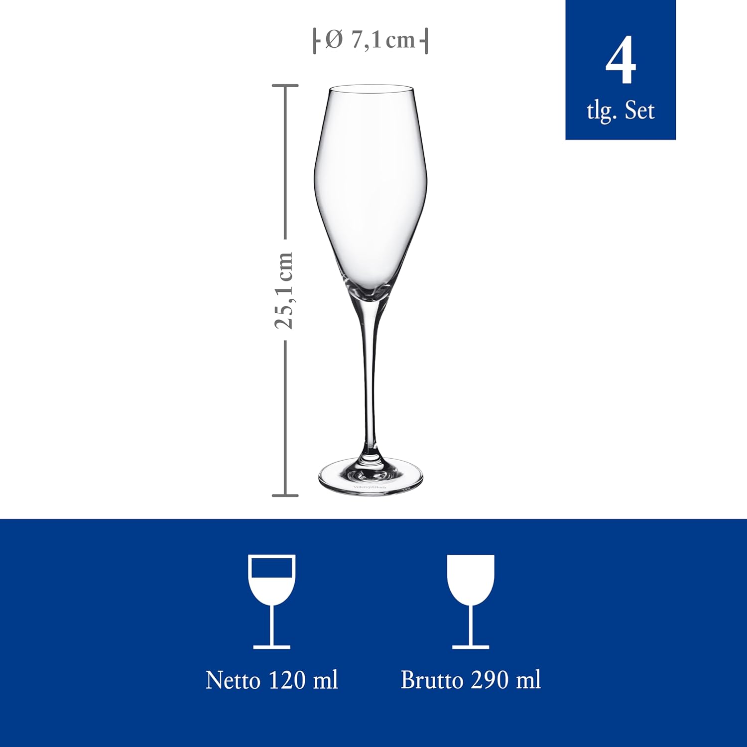Bộ 4 ly Champagne Villeroy & Boch La Divina 260 ml | 11-3667-8131