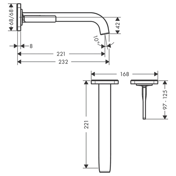 Vòi lavabo âm tường AXOR Citterio E | 36106000+13623180