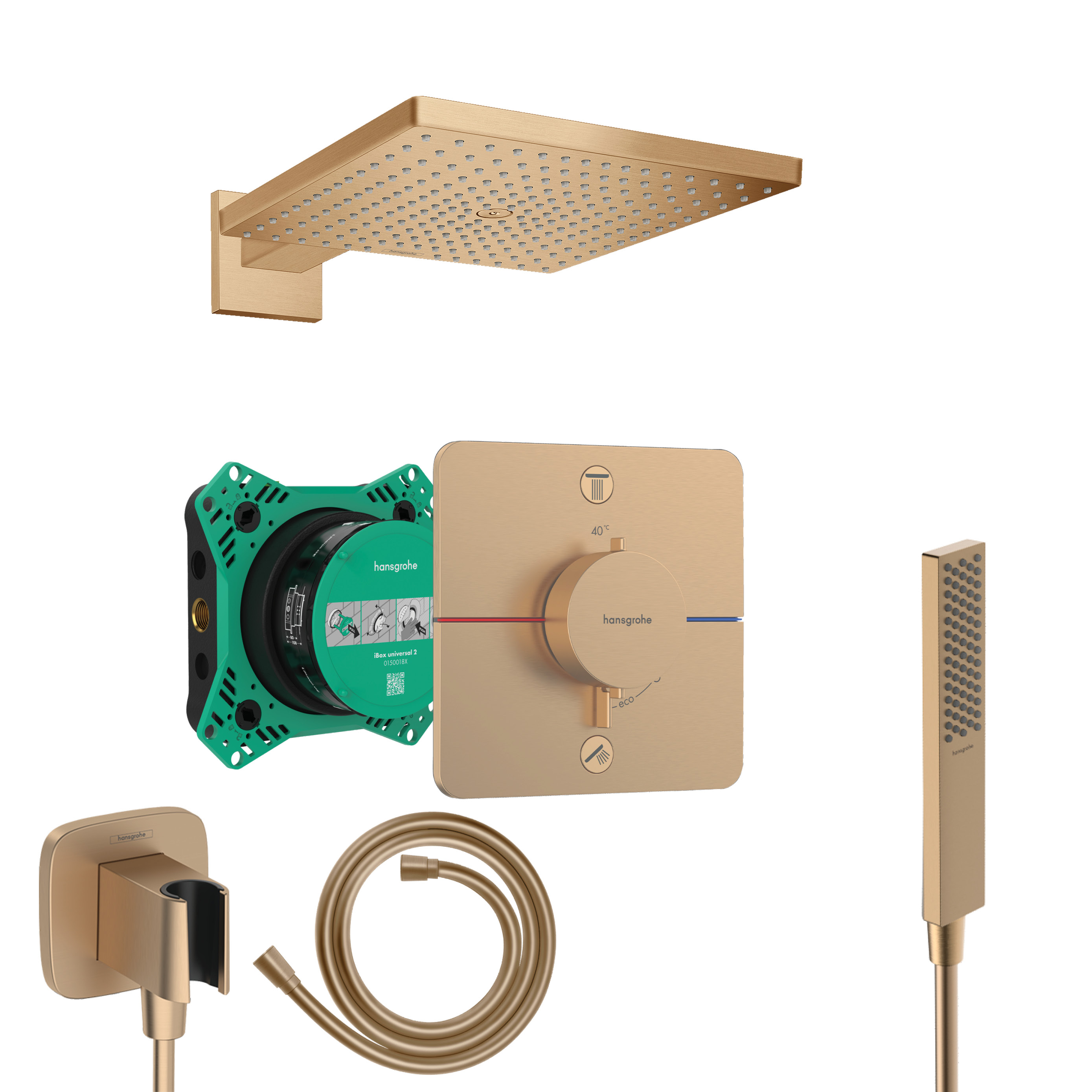Bộ sen âm tường Hansgrohe ShowerSelect Pulsify E và Raindance E 300 | Màu vàng hồng