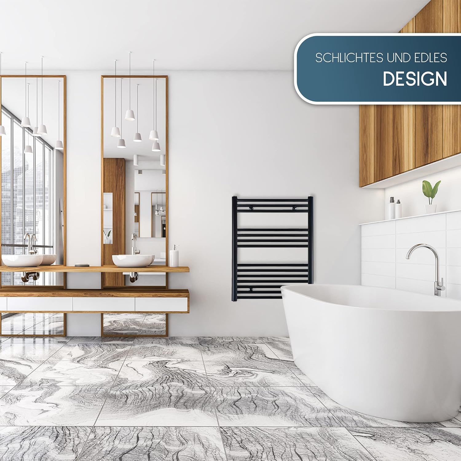 Sưởi khăn tắm Anapont , màu đen, Made in Germany | 775x600mm