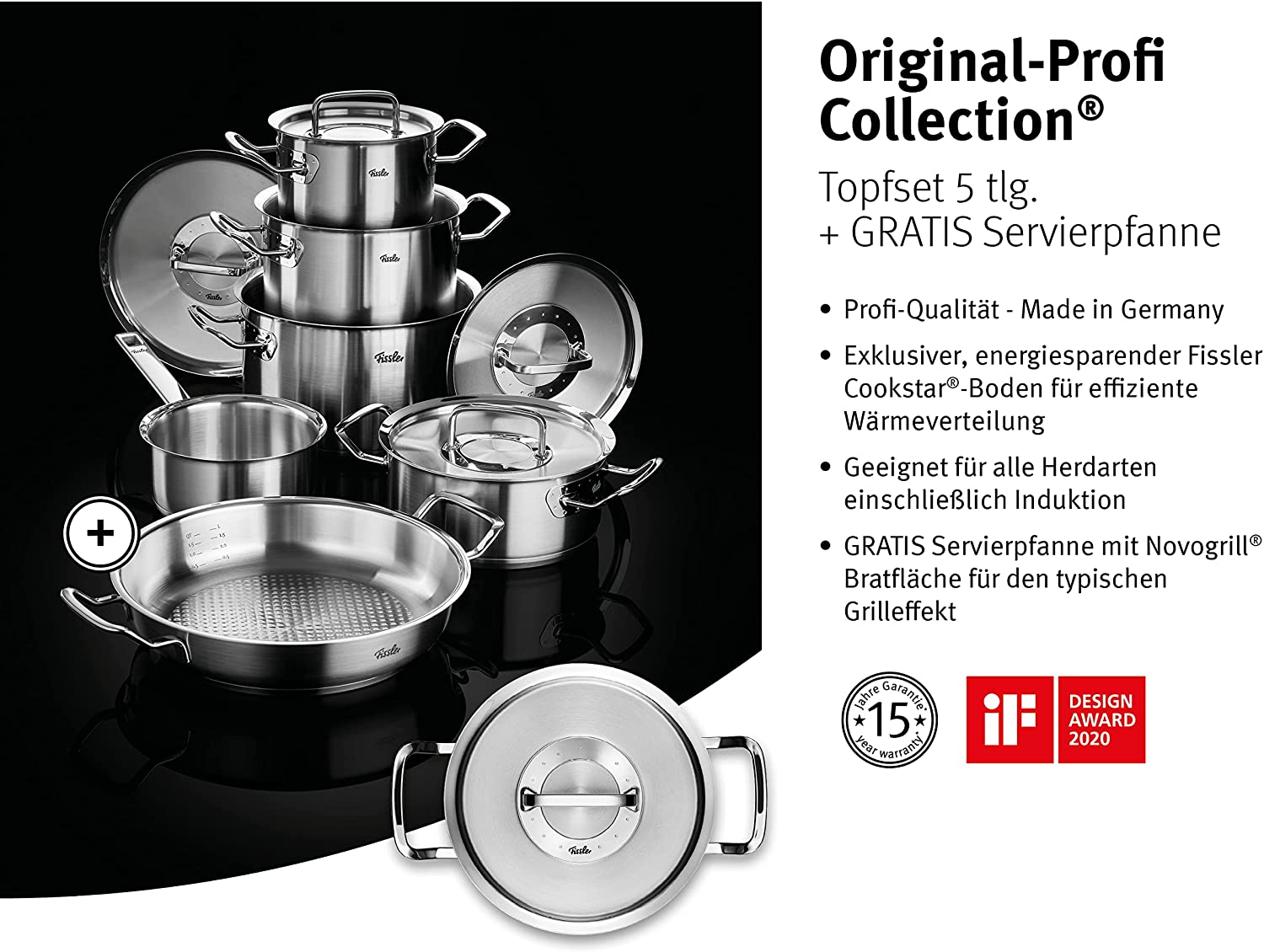 Bộ nồi Fissler Original Profi Collection vung thép, 6 món | Made in Germany