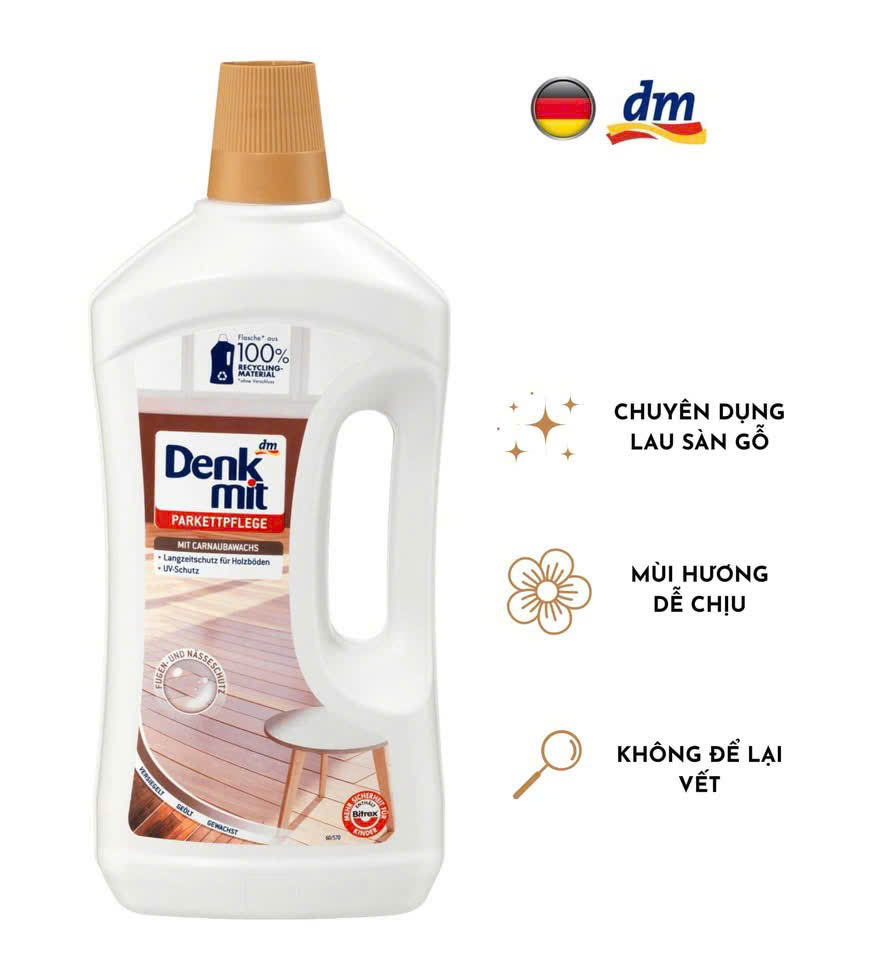 Nước lau sàn gỗ chuyên dụng Denkmit bảo vệ sàn gỗ