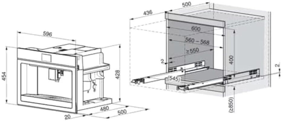 Máy pha cafe âm tủ V-Zug V6000 45 | 2500500003