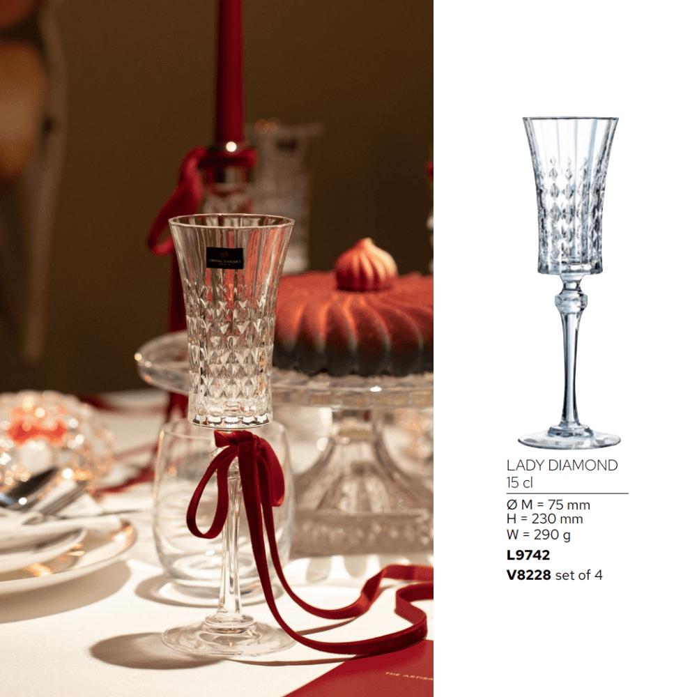 Bộ 6 ly champagne Lady Diamond 150ml Arc