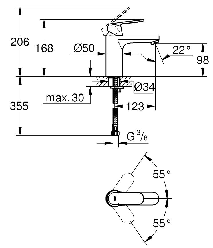 Vòi lavabo Grohe Eurosmart Cosmopolitan M-Size | 23327000
