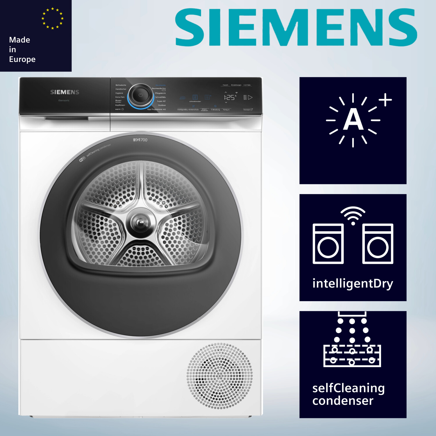 Máy sấy bơm nhiệt 9 kg Siemens iQ700  | WQ45B2B40