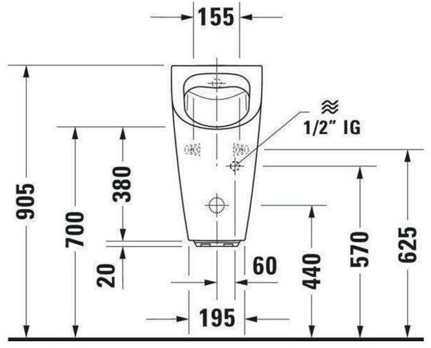 Bồn tiểu Duravit ME by Starck chạy pin, men HygieneGlaze | 2809312000