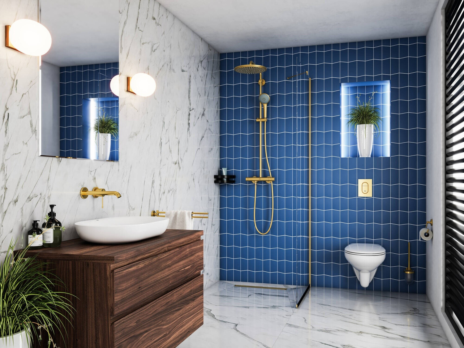 Vòi lavabo âm tường Grohe Essence Brushed Cool Sunrise | 19967GN1 + 23571000