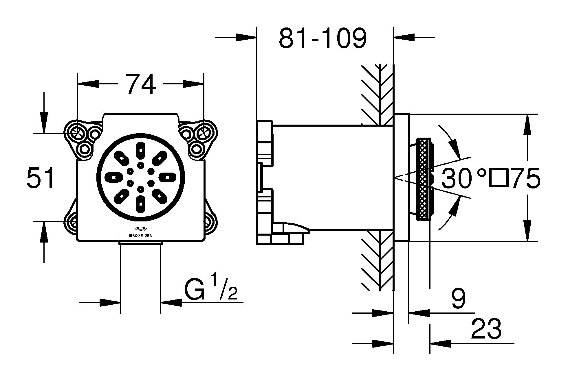 Bát sen âm tường Grohe Rainshower Aqua | 26802000