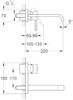 Vòi lavabo âm tường Grohe Allure | 19386000+33769000