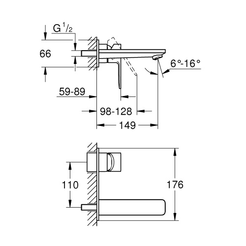 Vòi lavabo âm tường Grohe size 15cm | 19409001