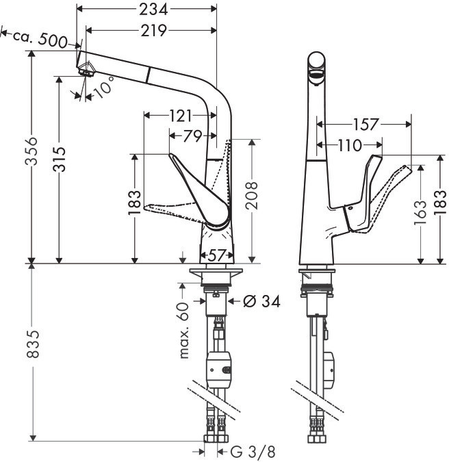 Vòi rửa bát Hansgrohe Metris M71 | 14821000