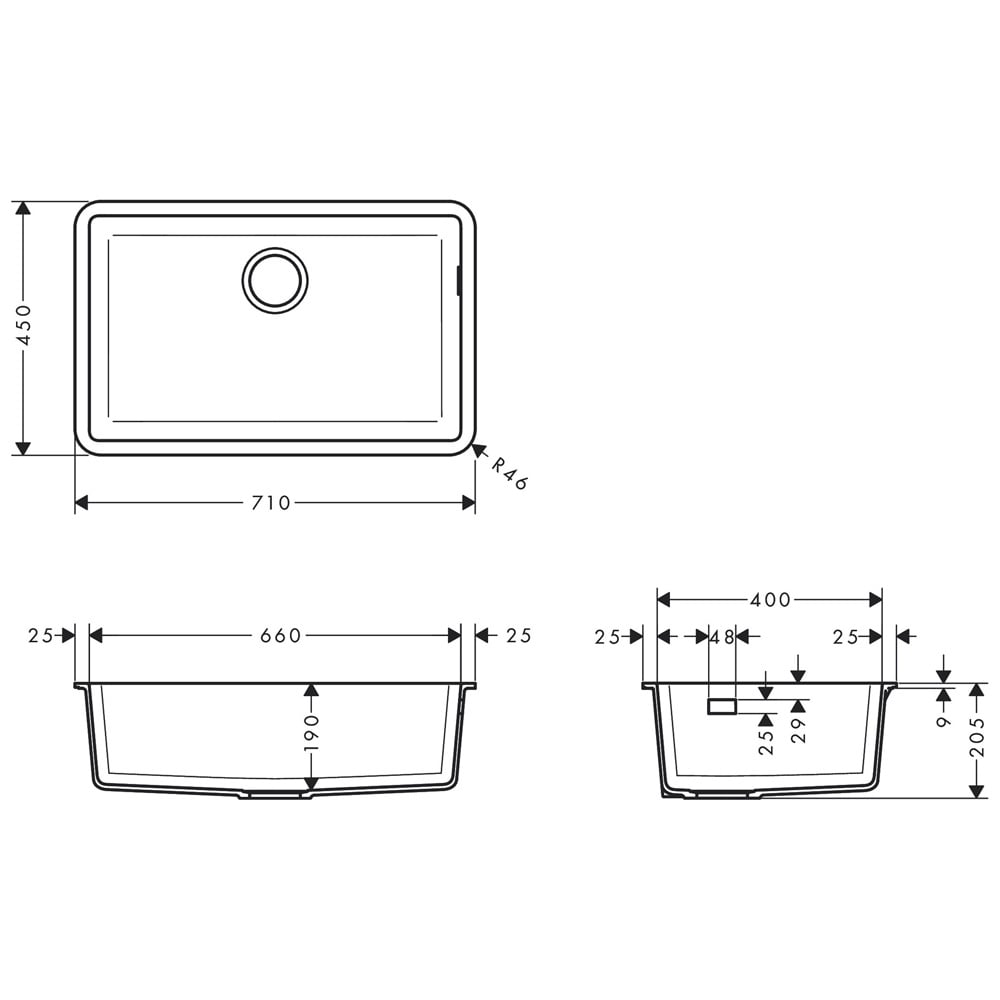 Chậu rửa bát Hansgrohe Undermount Silk 660 | 43432170