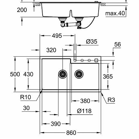 Chậu rửa bát Grohe K500 | 31649AP0