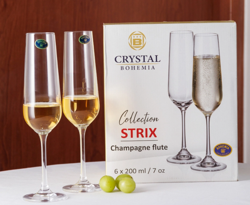 Bộ ly rượu vang, champagne Bohemia Strix 200ml | 6 ly