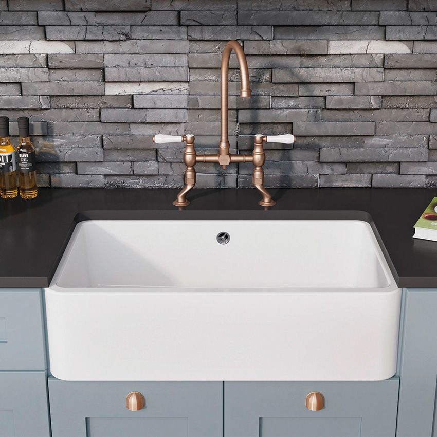 Chậu rửa bát Blanco Villae Farmhouse bằng gốm, 80x46 cm | 525163