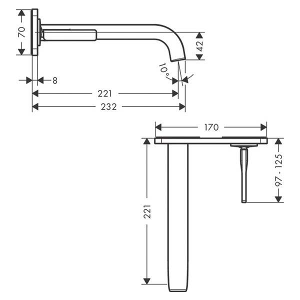 Vòi lavabo âm tường AXOR Citterio E | 36114000+13623180