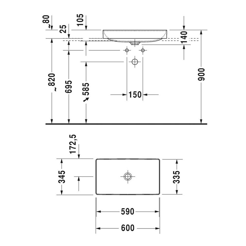 Chậu Lavabo dương Duravit DuraSquare | 2355600000