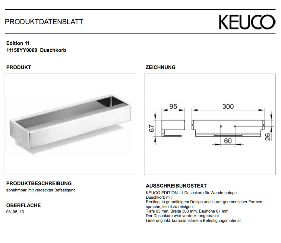 Kệ tắm Keuco Edition 11 mạ bạc/crom | 11158010000