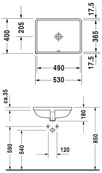 Chậu lavabo âm Duravit Starck 3 WonderGliss |  03054900001