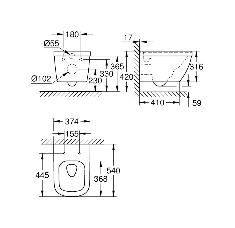 Bồn cầu hoàn chỉnh Grohe Euro PureGuard | 39328000