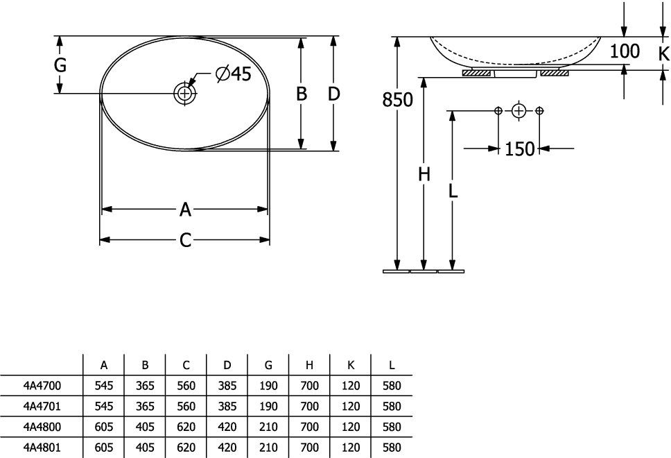 Chậu lavabo Villeroy & Boch Loop & Friends | 4A4701R1