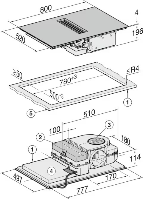 Bếp từ kết hợp hút mùi Miele | KMDA 7473 FL-U