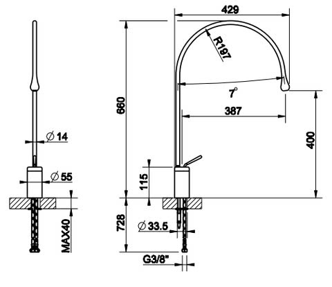 Vòi Lavabo Thân Cao Gessi Goccia | 33606