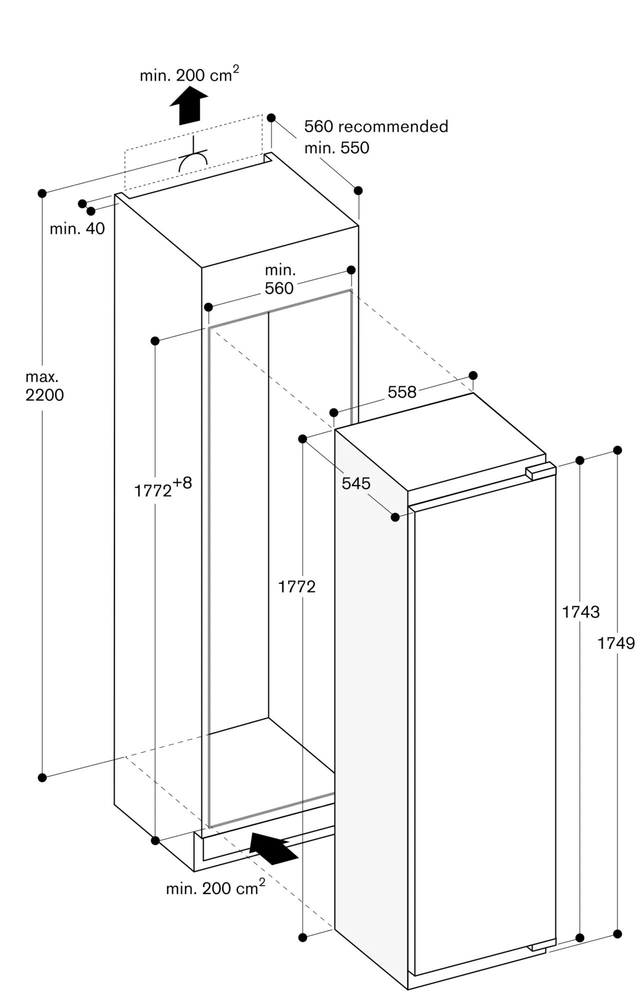 Tủ lạnh âm tủ Gaggenau 289L Serie 200 | RC289370