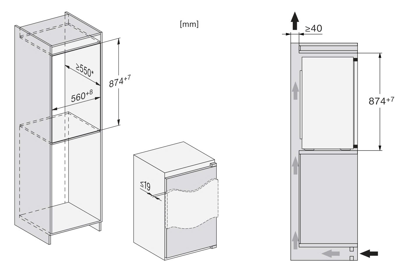 Tủ lạnh mini âm tủ có ngăn đông Miele | K 7128 D