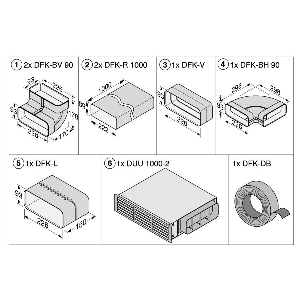 Bộ ống kèm hộp tuần hoàn cho hút mùi bếp Miele | DFKS-U