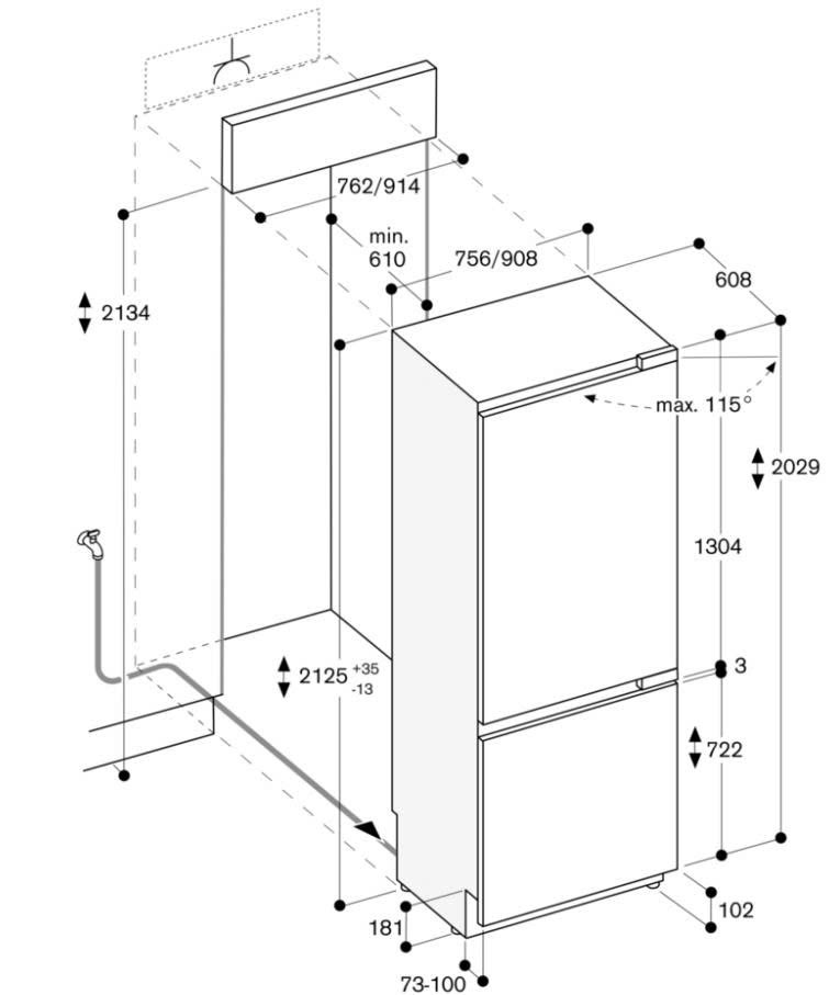 Tủ lạnh kết hợp tủ đông âm tường Gaggenau | RB 492305