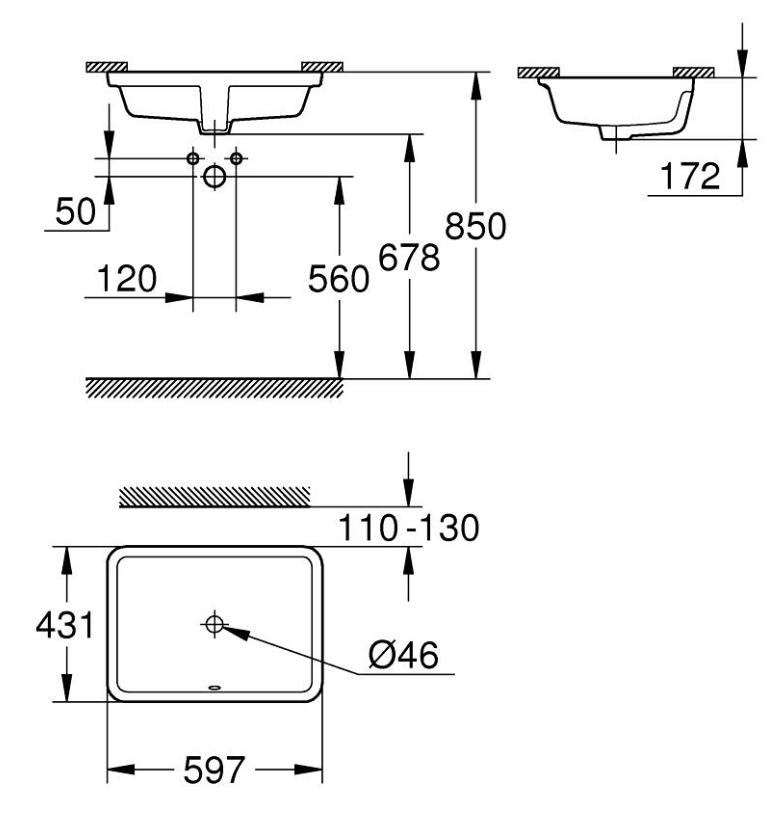 Chậu Lavabo âm bàn Grohe Eurocube | 3970900H